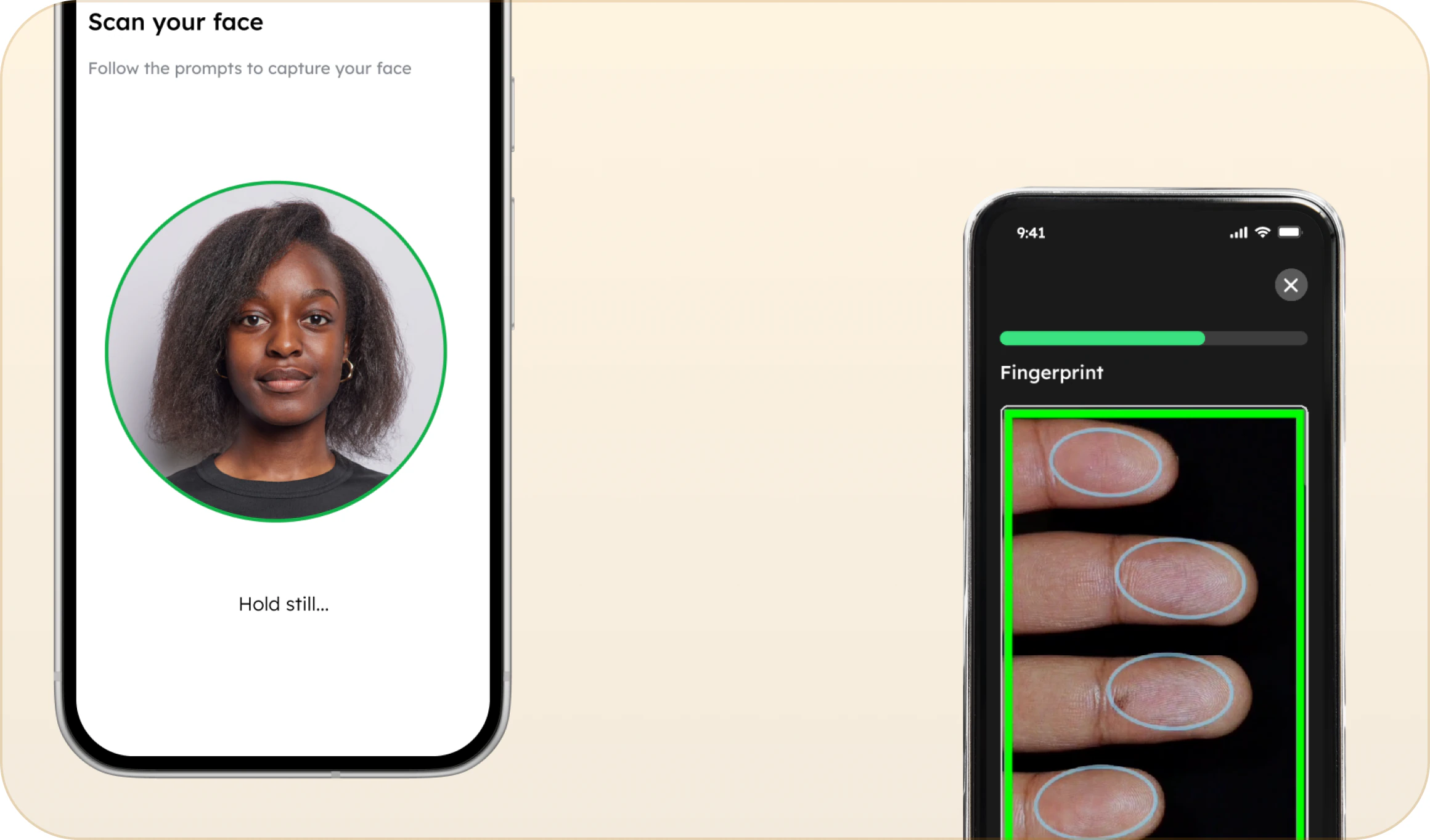 eCitizen app face scan and fingerprint scan screens